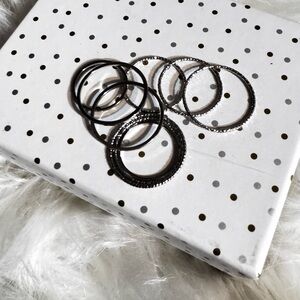 Set of Black and Silver Rings